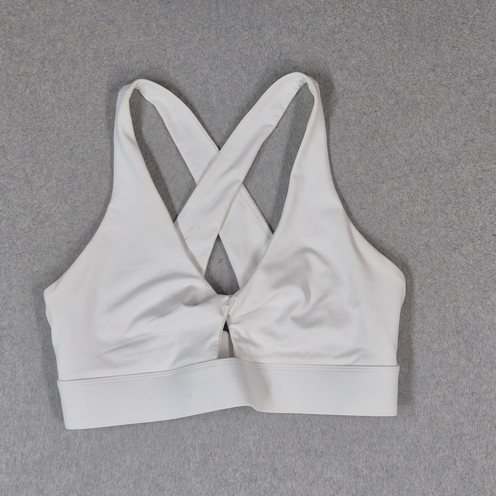Fabletics Women Sports Bra Large White Racerback Front Twist Pullover